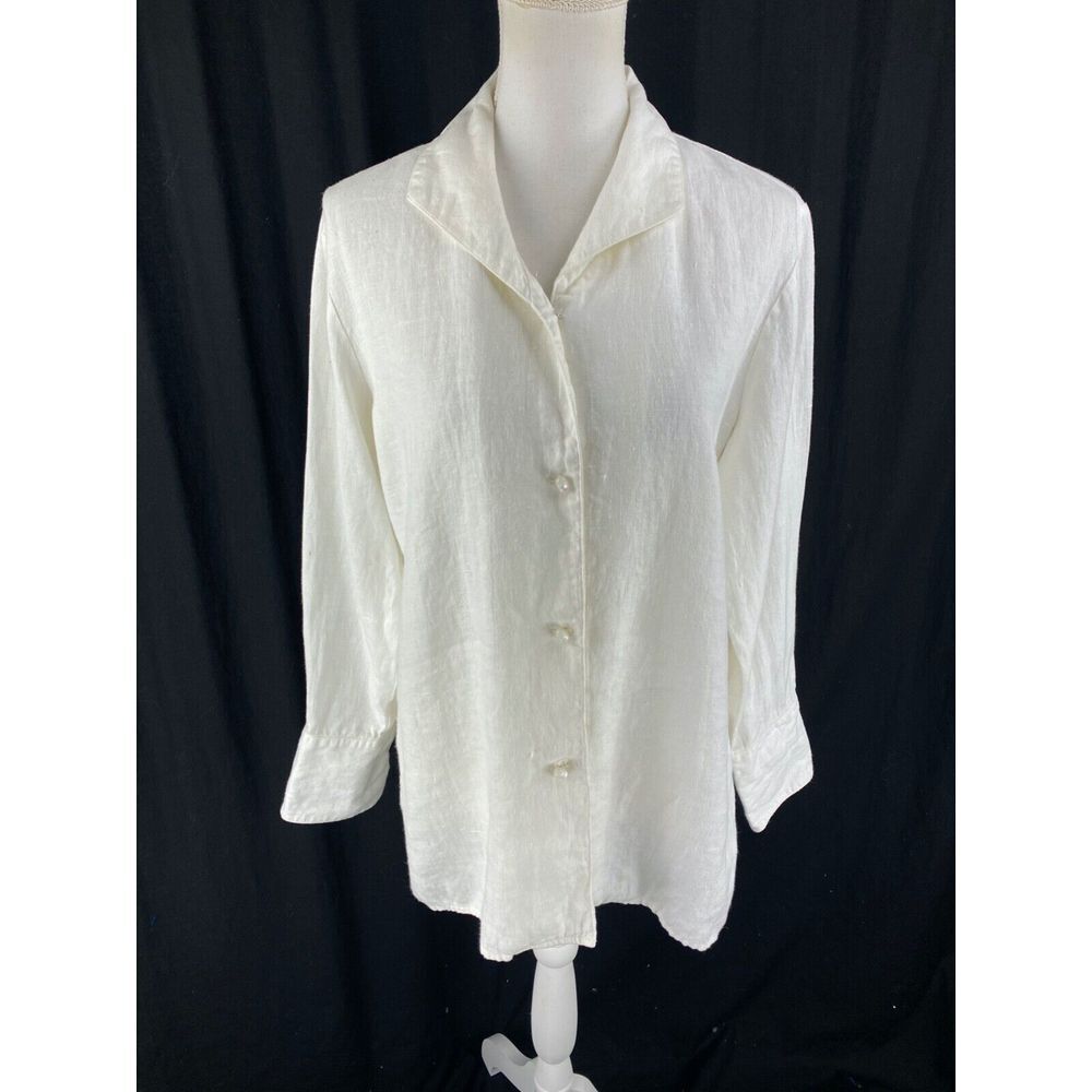 Connie Roberson Womens S Button Cardigan Jacket 100%‎ Linen Vtg USA